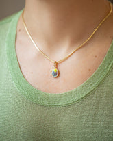 Harmony Pendant paired with 2mm Ritual Chain Necklace on model.