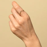 product_details::Gold Solid Round Wire High Peak Band on model.