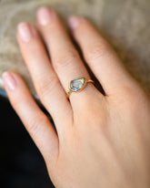 Gusher Bicolor Sapphire Ring 024 on model.