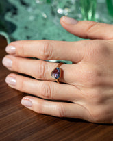 Gusher Purple Sapphire Ring 001 on model.