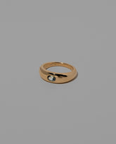View from the side of the Sapphire Venus Ring on light color background.