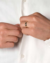 Gold 5mm Knife Edge Band on model.