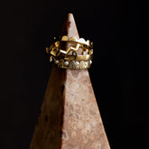 product_details::Styled image featuring the Gold Perfect Balance Band, Gold Eternal Moon Band, Gold White Diamond Connection Band and Gold Pearls of Wisdom Band.