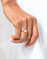 Diamond Vega Ring on model.