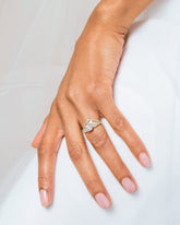 Super Luna Ring - White Diamond on model.