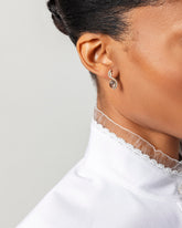 Dualism Earrings on model.