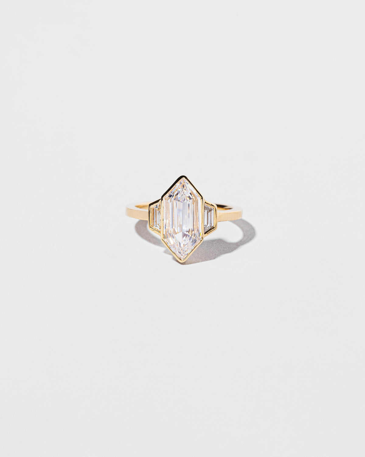 Hexagonal Step Cut Diamond Line Cluster Ring front facing