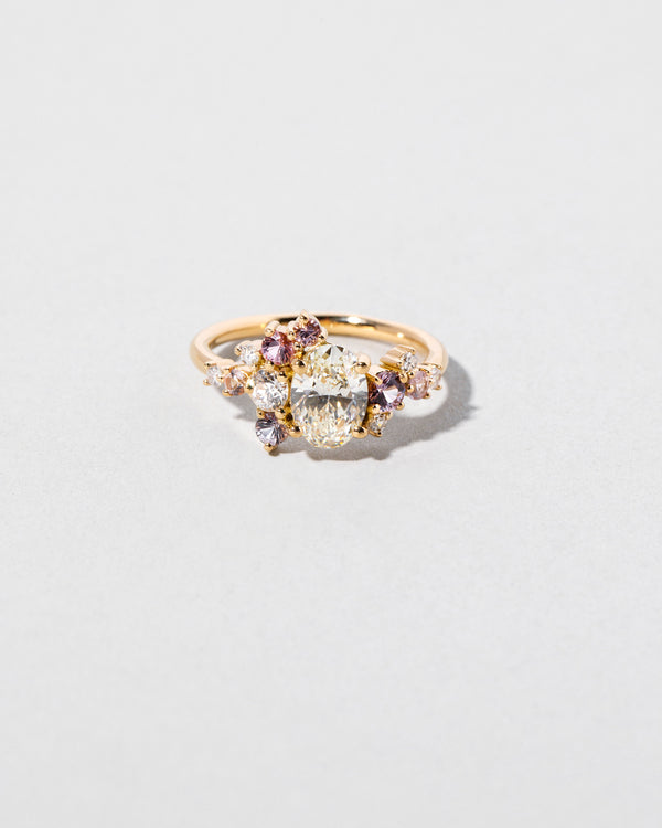 Oval Brilliant Cut Diamond & Spinel Cluster Ring front facing