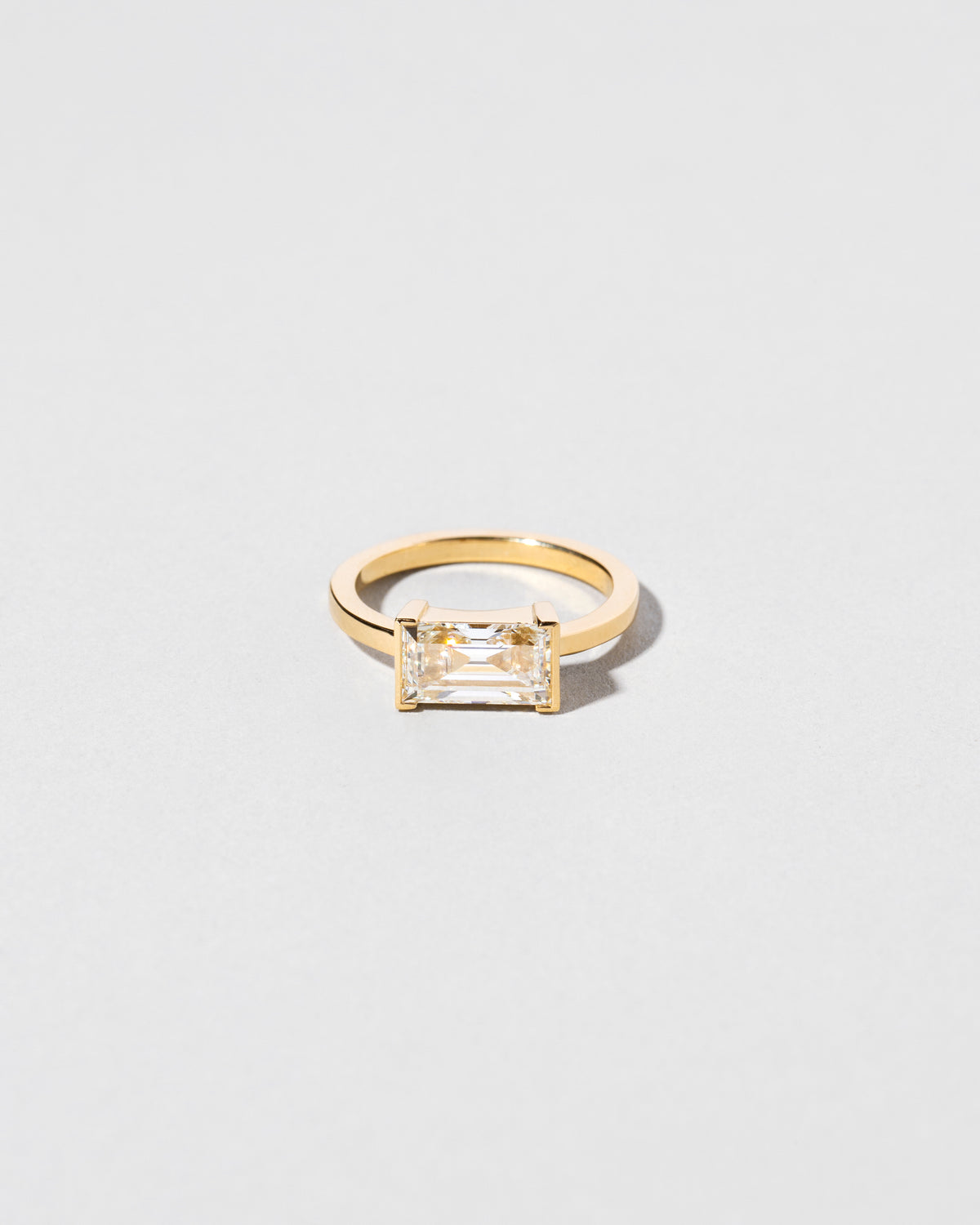 Baguette Cut Diamond Solitaire Ring front facing