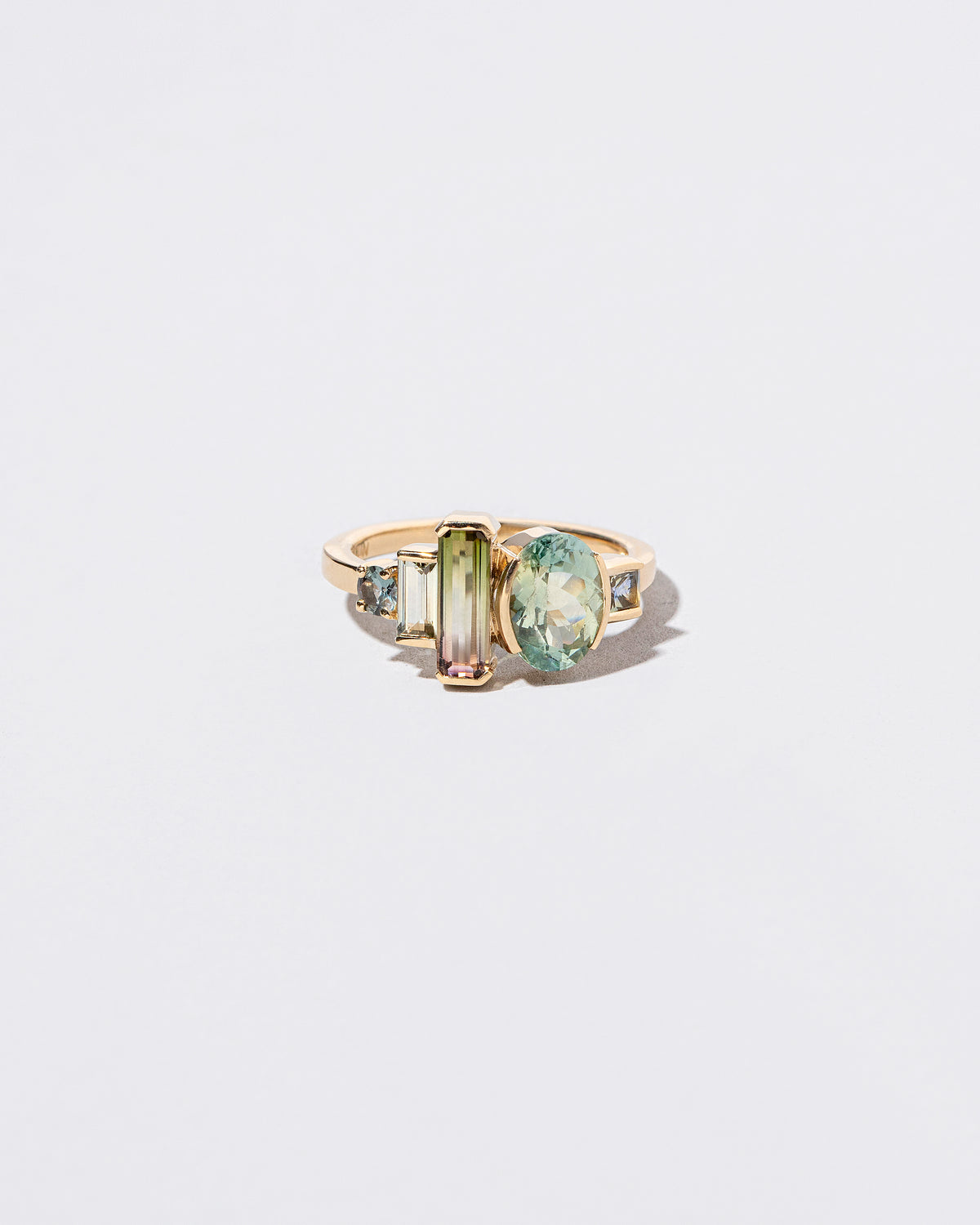 Bicolor Sapphire Line Cluster Ring