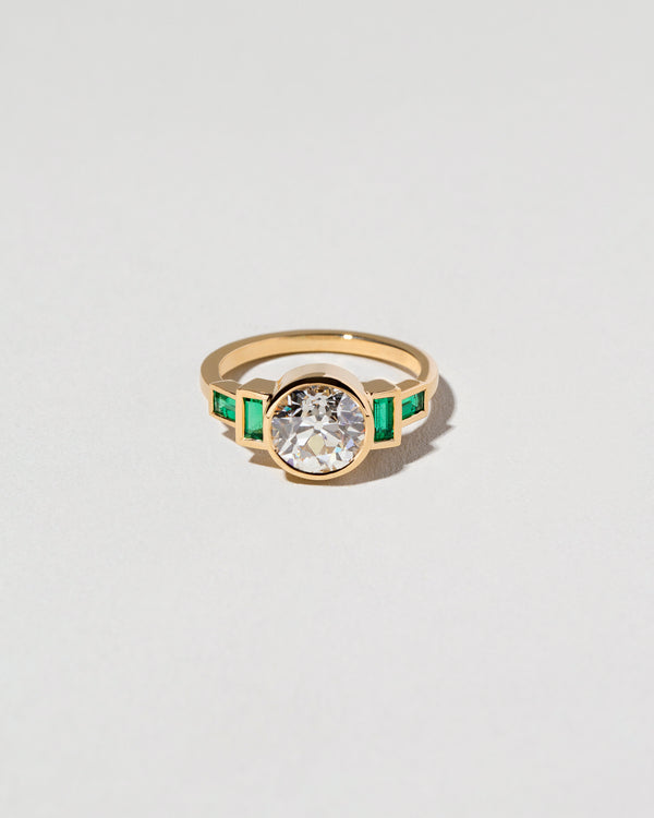 Diamond & Emerald Line Cluster Reset Ring (?)