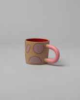 Recreation Center Pink Shapes & Pink Handle Shapes Mug on light color background.