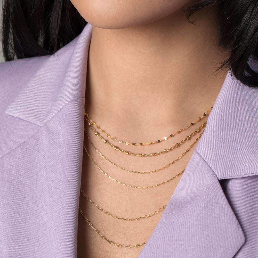product_details::Abacus Chain Necklace on model.