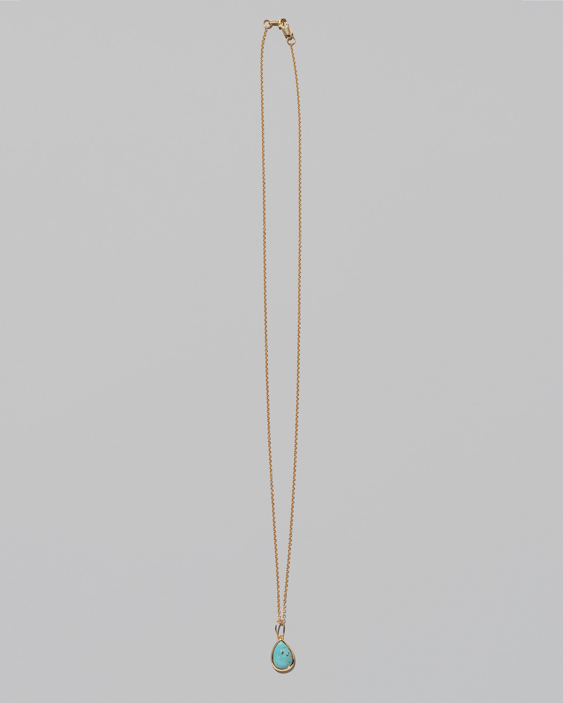 State Shifter Turquoise Pendant paired with chain on light color background.