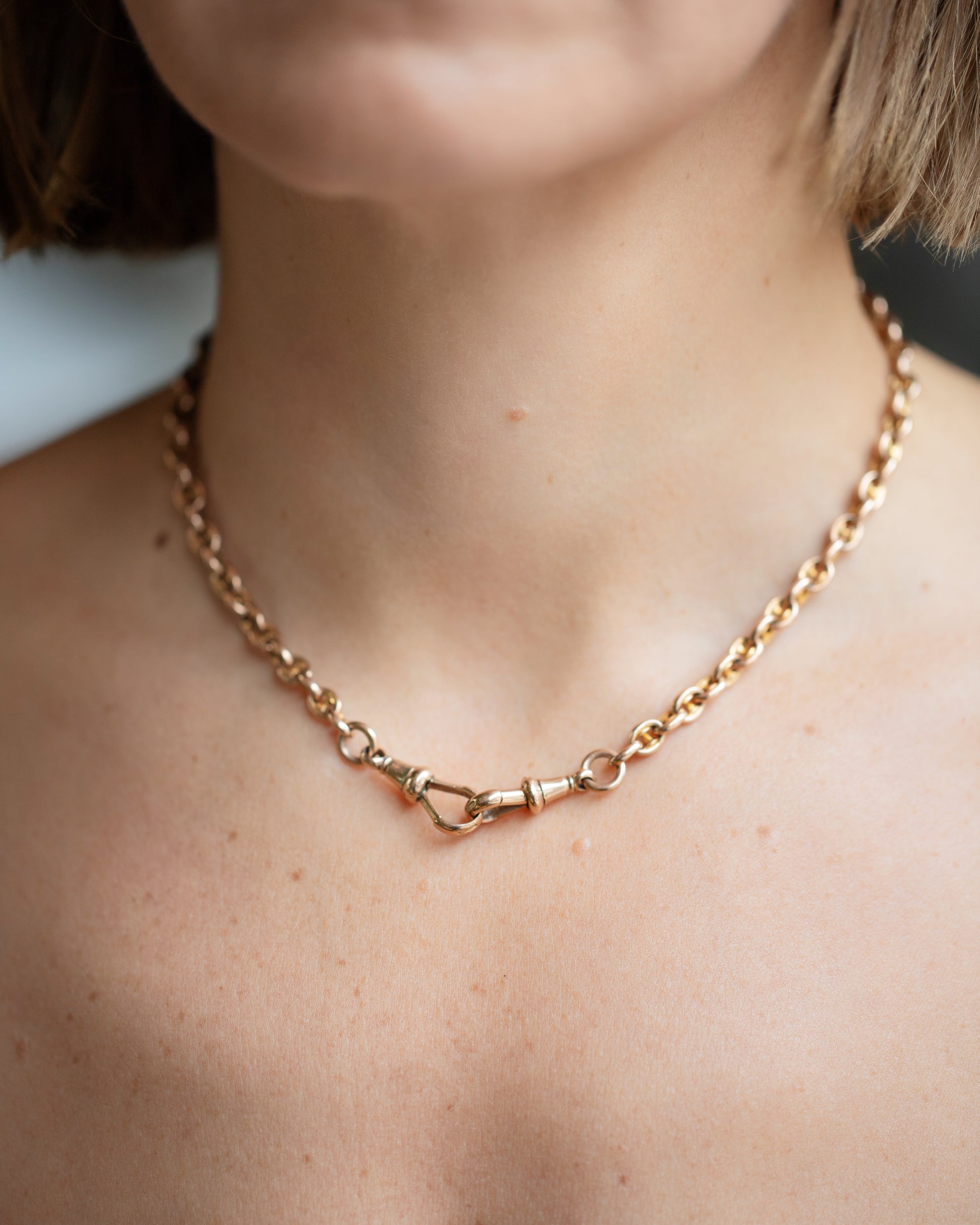 Vintage Albert Watch Chain on model.