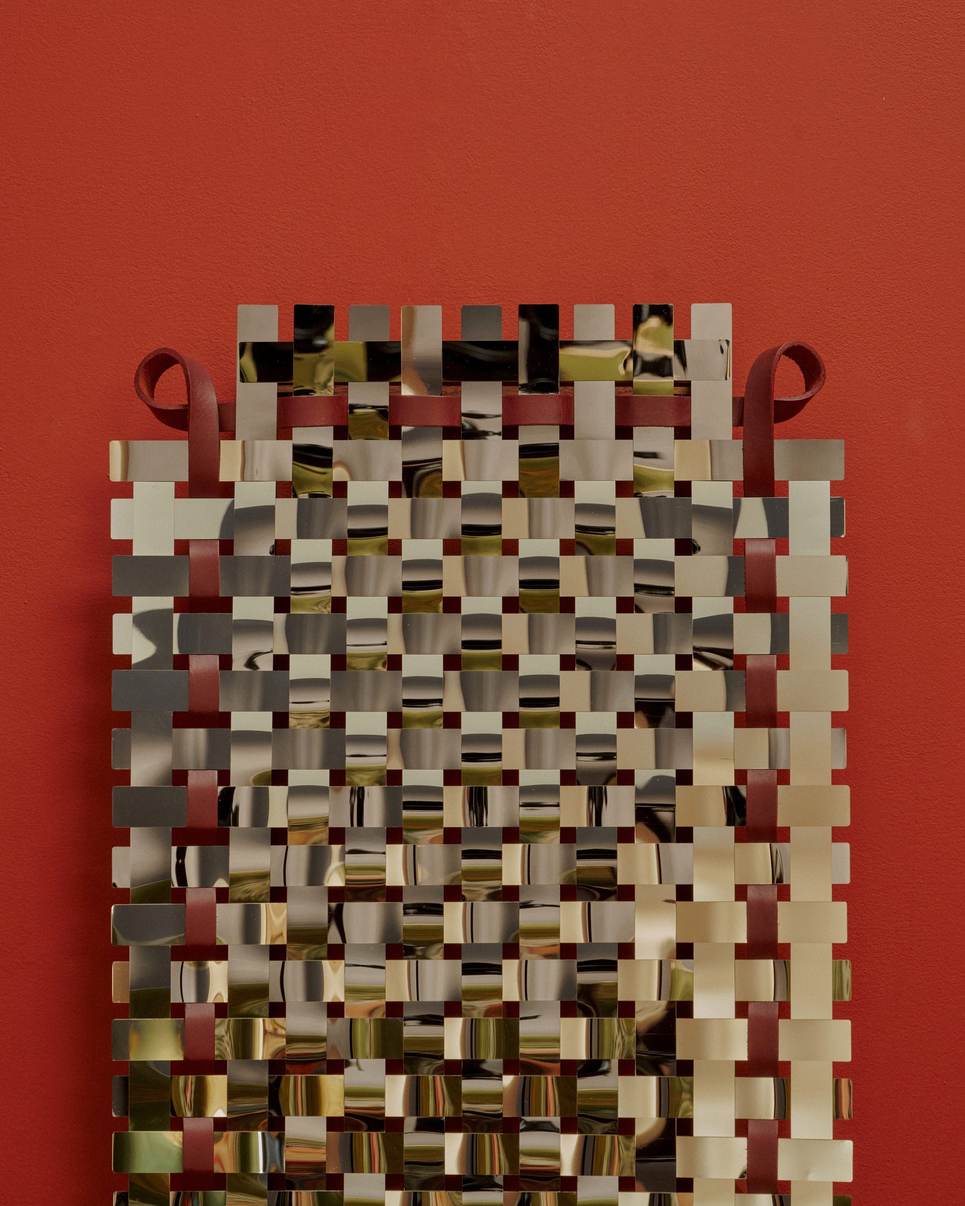 Closeup details of the Bower Studios Woven Mirror II.