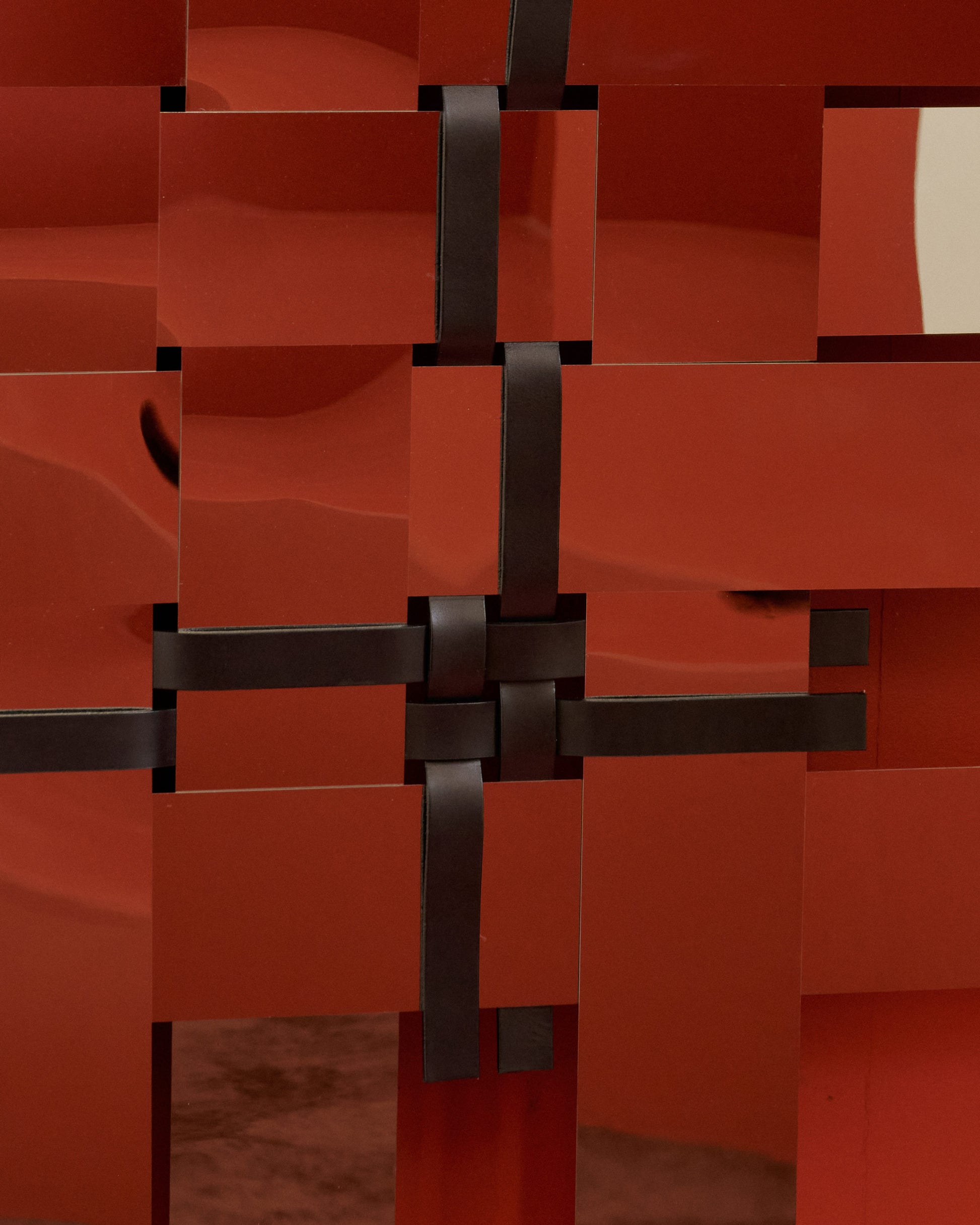 Closeup details of the Bower Studios Woven Mirror III.