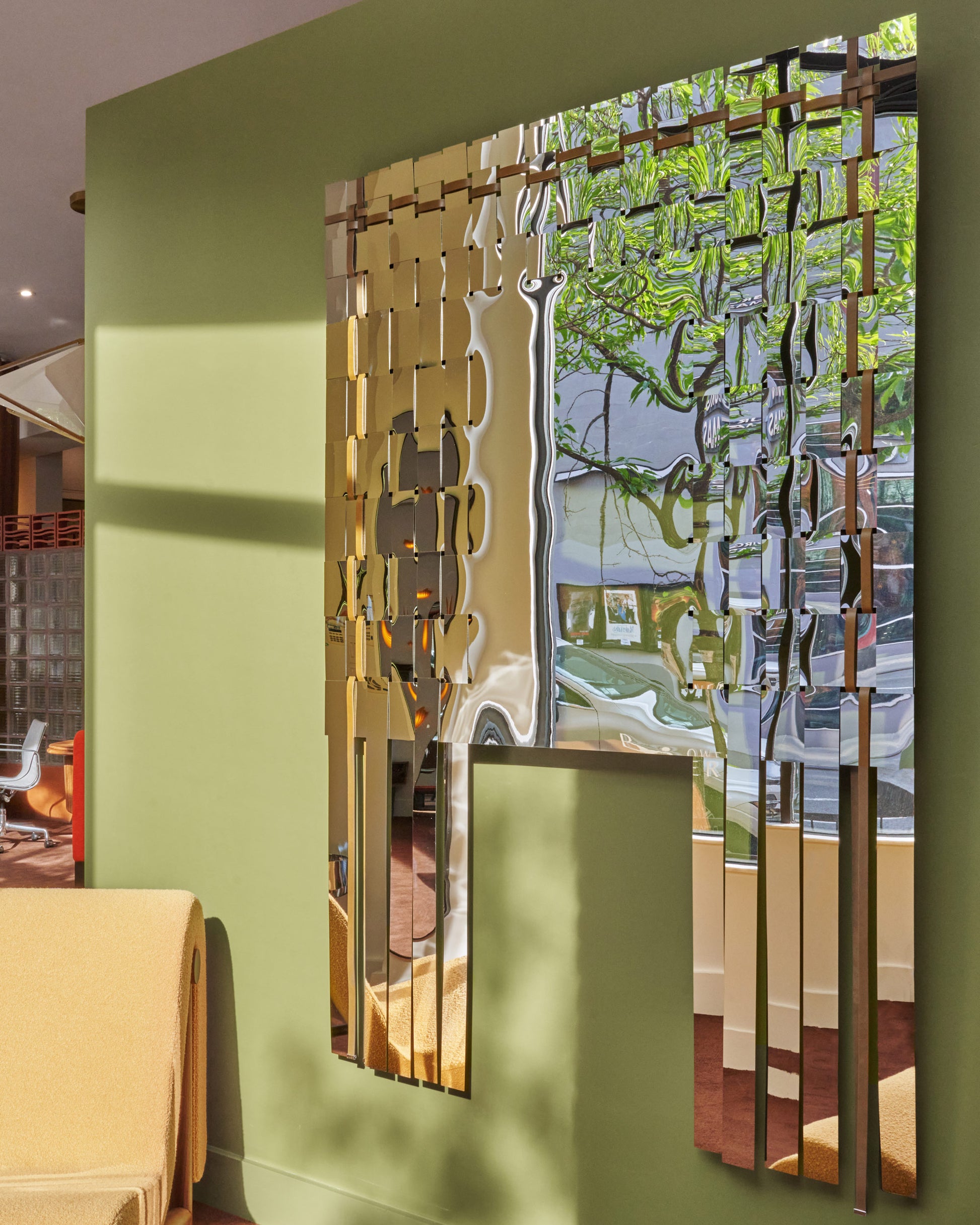 Styled image of the Bower Studios Woven Mirror V.