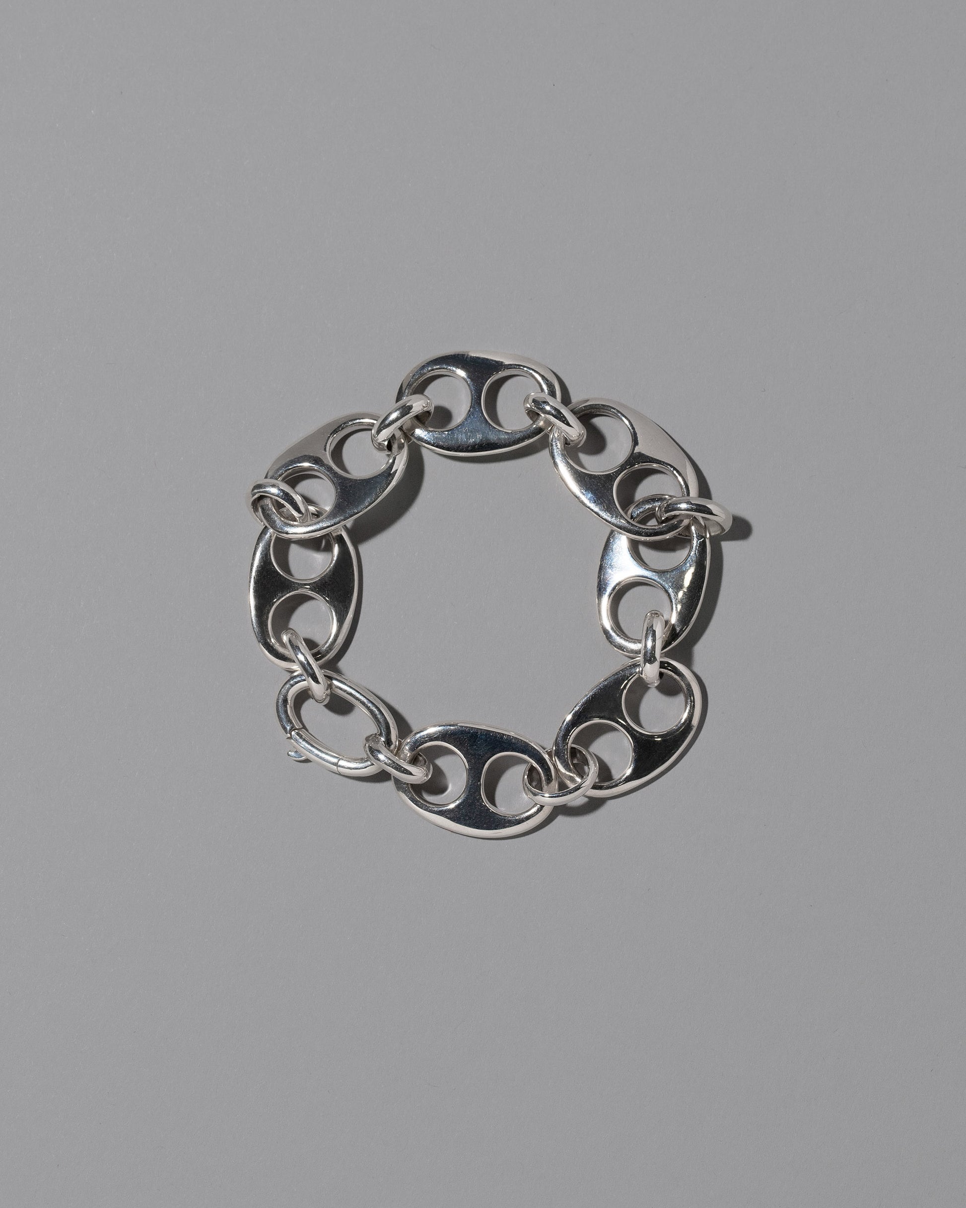 CRZM Sterling Silver Yuba Bracelet on light color background.