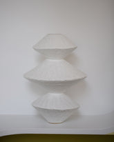 Giselle Hicks Matte White Triple Diamond Vessel on light color background.