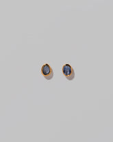 Gusher Blue Sapphire Stud Earrings 002 on light color background.