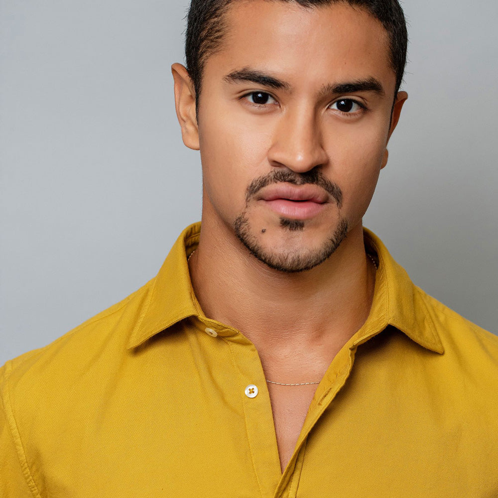 product_details::Petite Pinched Loop Chain Necklace on model.