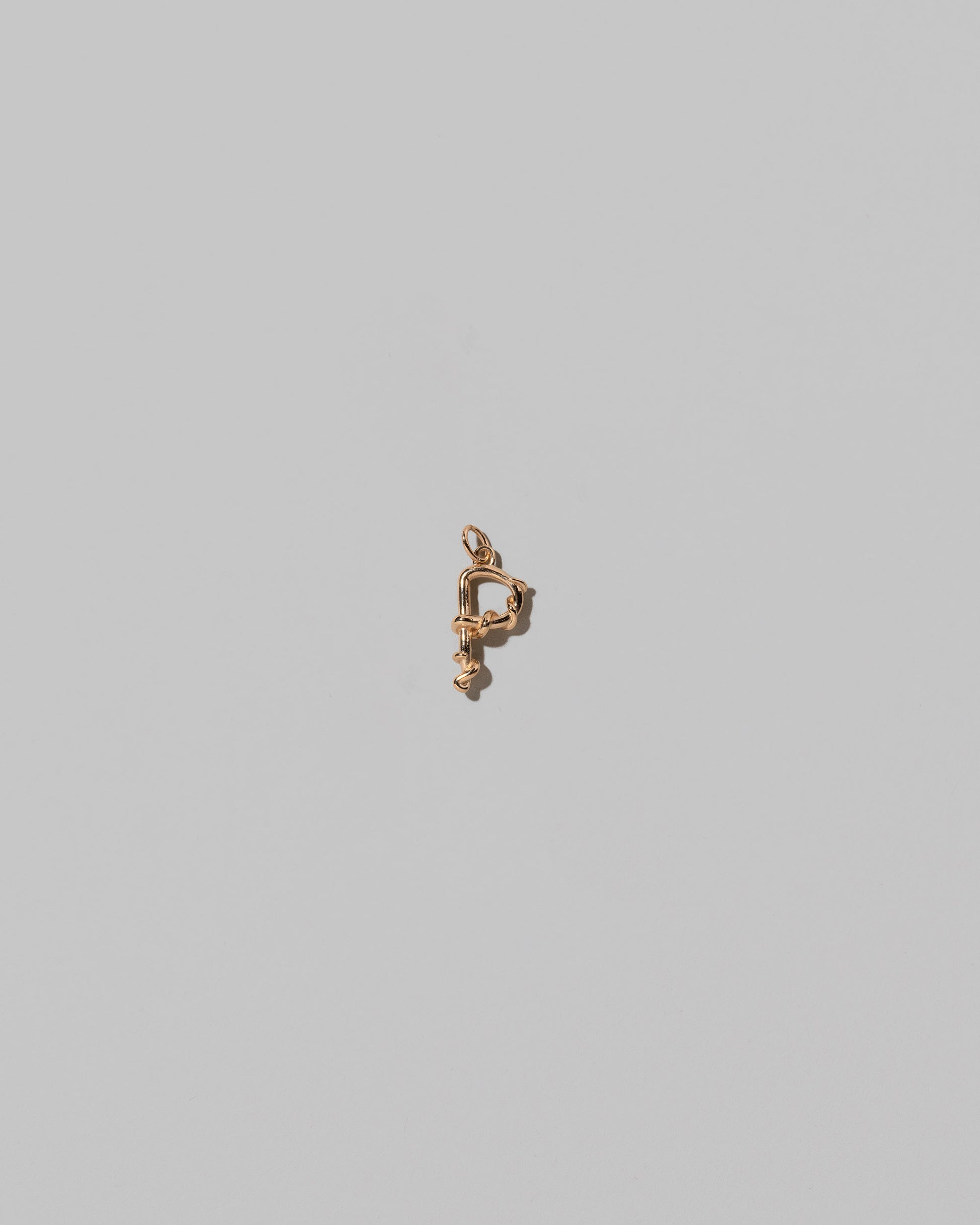 CRZM Mini Letter P set in solid gold on light color background.