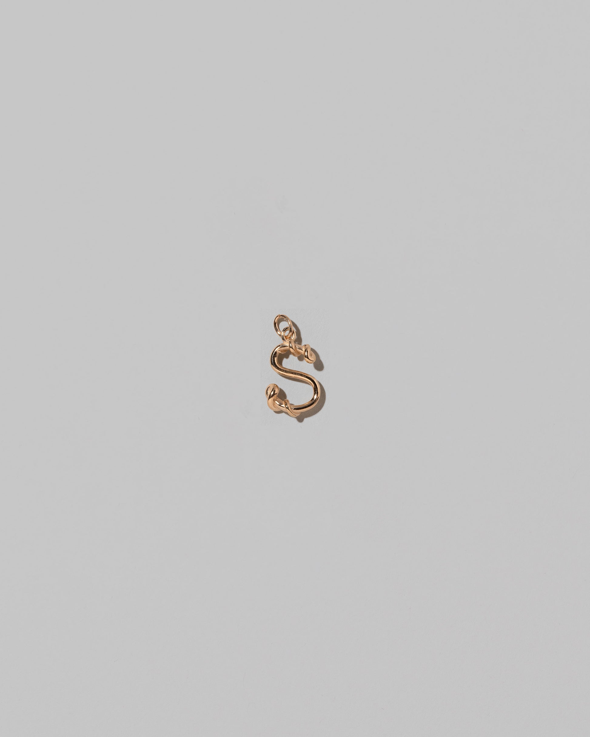 CRZM Mini Letter S set in solid gold on light color background.