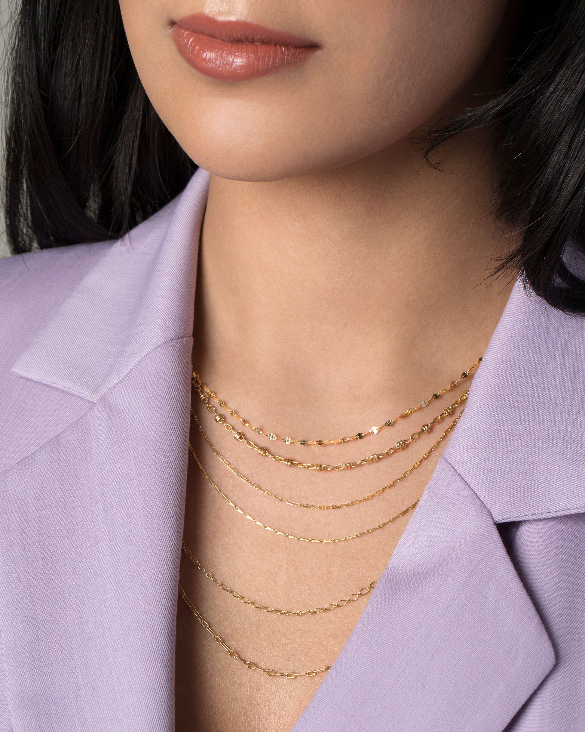 Wrapped Chain Necklace on model.