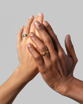 Gold 6mm Half Round Bands on models.