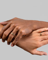 Gold Two Tier Mimosa Bands on models.