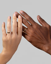 Gold Yellow Beryl 3mm Baguette-Set Piet Band and Gold Ruby 3mm Baguette-Set Piet Band on models.