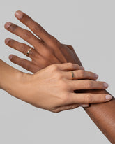 Gold 3mm Square Wire Bands on models.