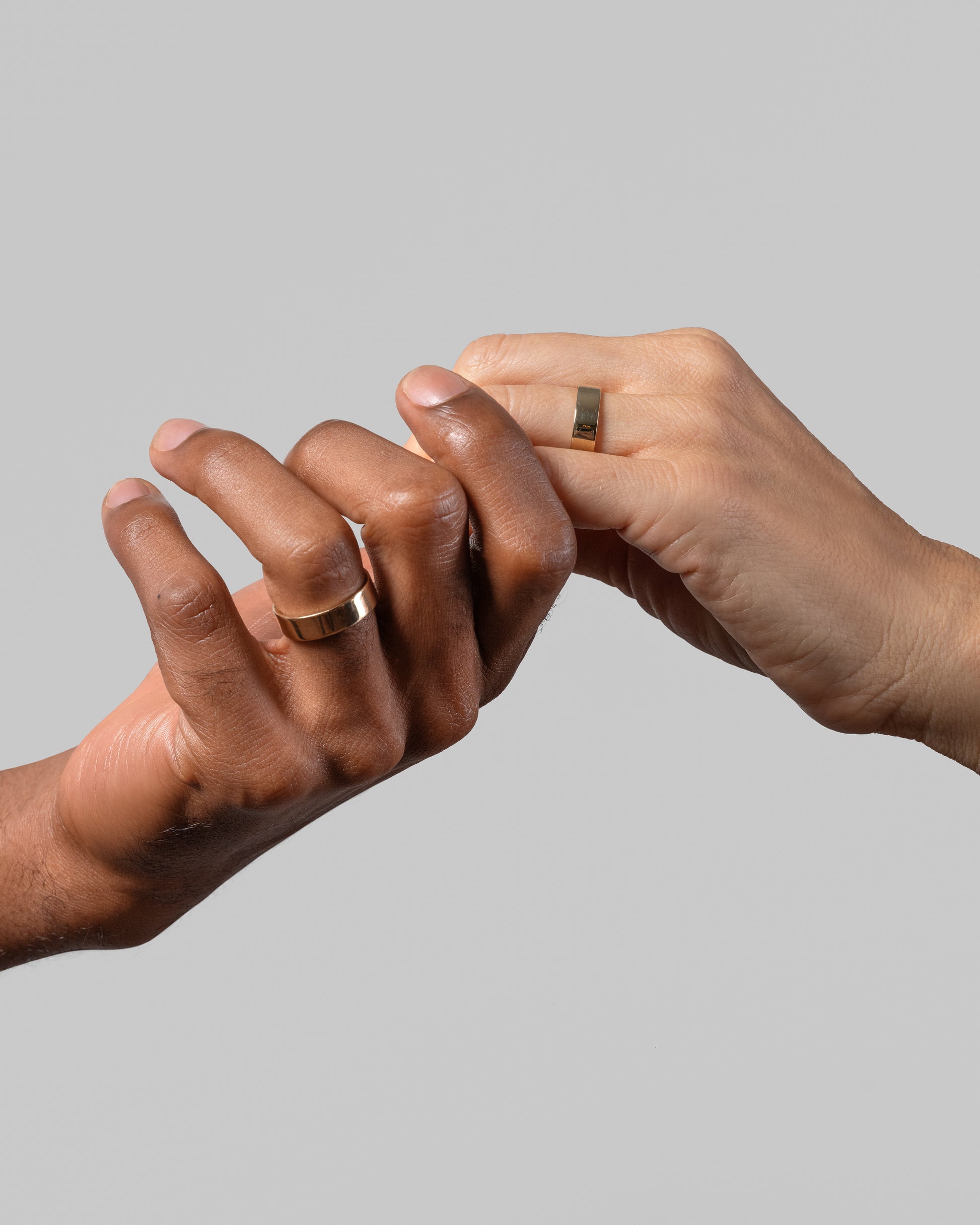 Gold 5mm Square Wire Bands on models.