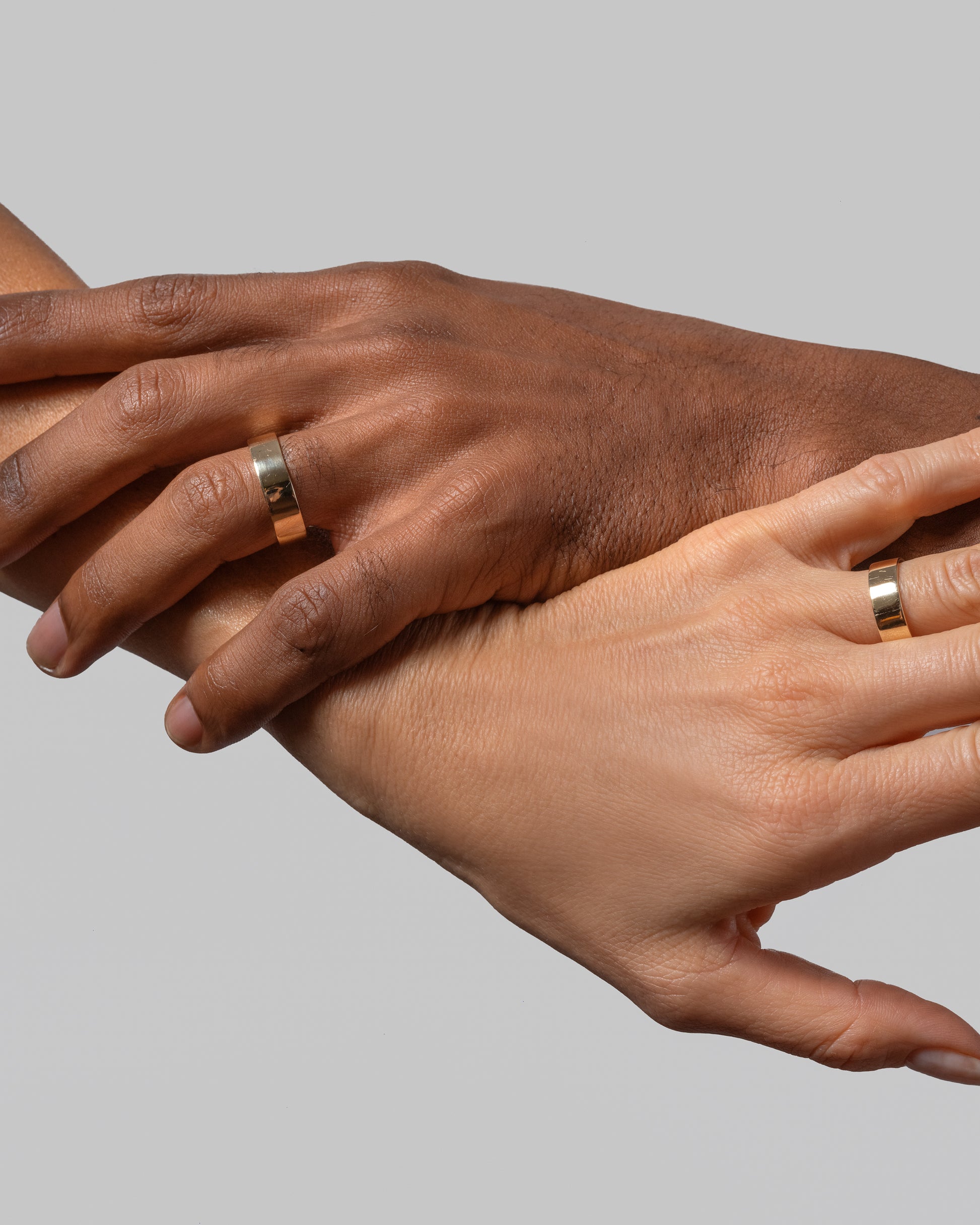 Gold 5mm Square Wire Bands on models.