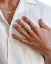 Gold Wide Wiggle Band on male model.