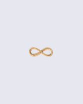 Animated detail view of the double sided Infinity Openable Link included as closure with the namesake necklace on light color background.