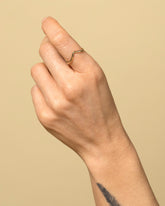 Gold Solid Round Wire High Peak Band on model.