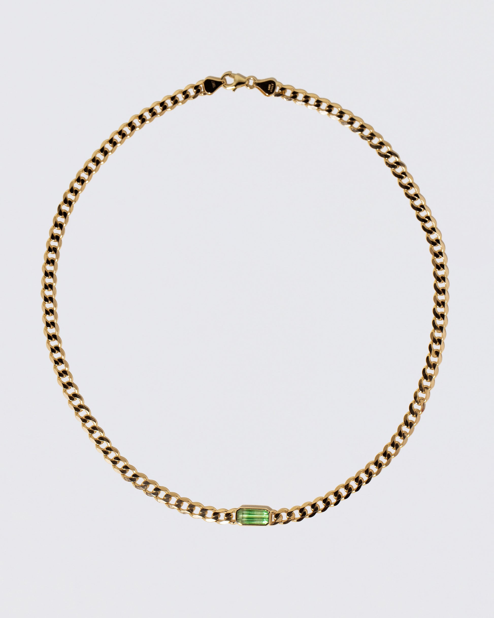 Identity Chain Bicolor Garnet Necklace 001 on light color background.