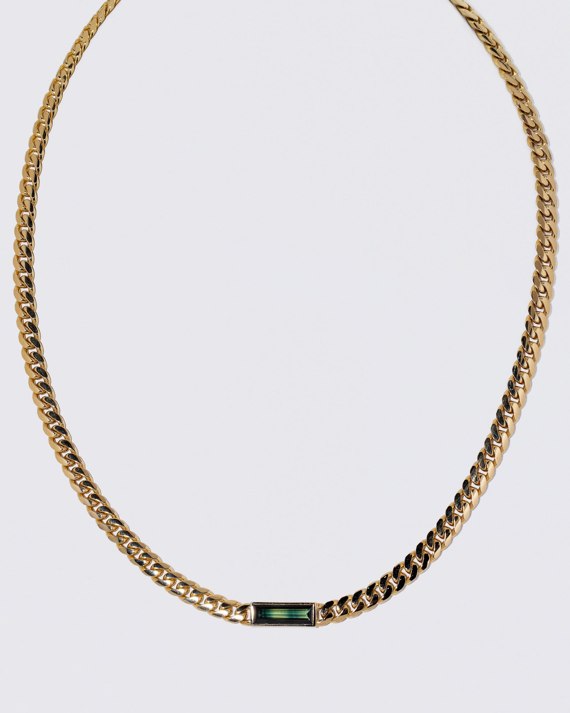 Identity Chain Bicolor Sapphire Necklace 001 on light color background.