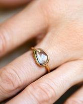 Gusher Bicolor Sapphire Ring 024 on model.