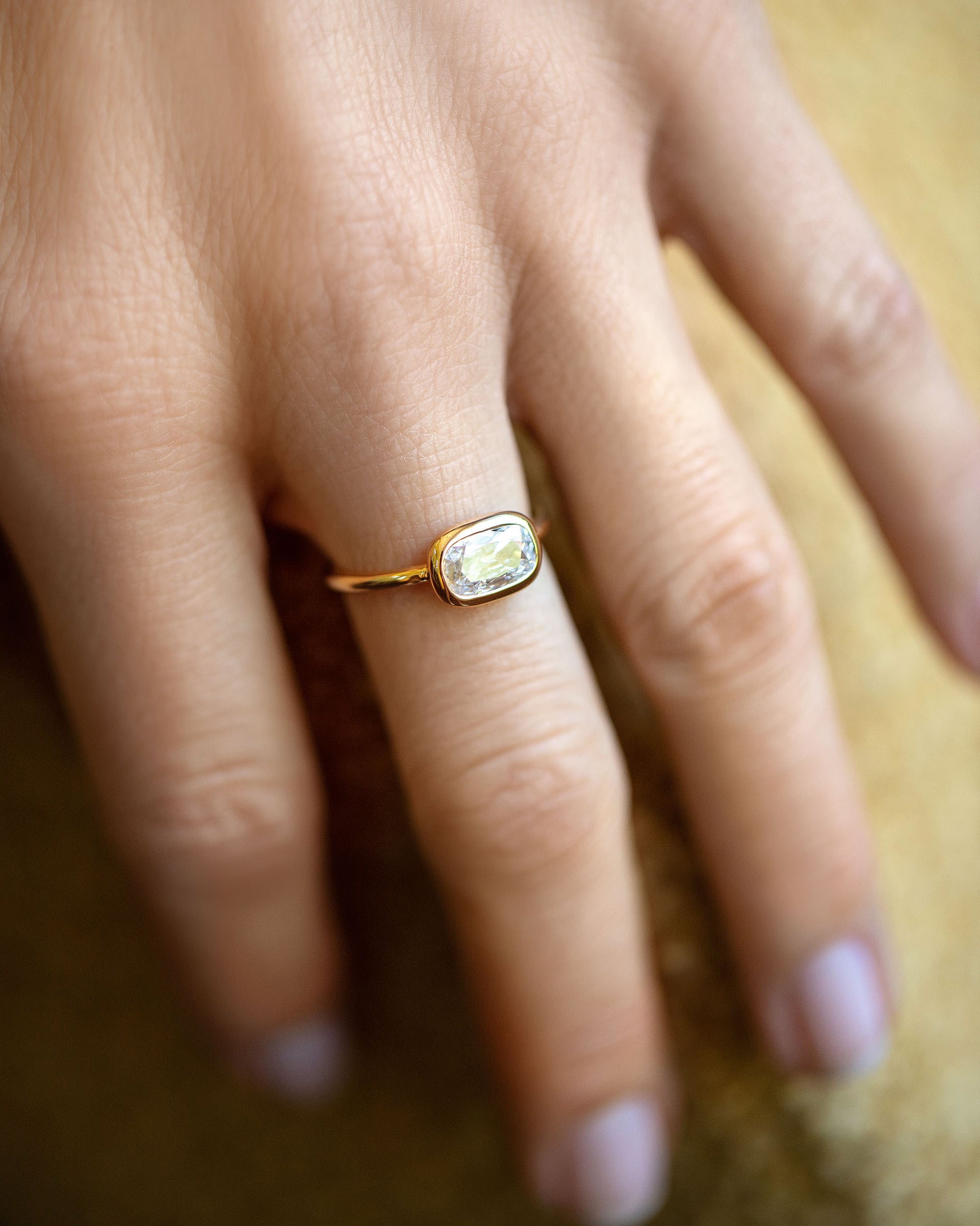 Gusher Diamond Ring 017 on model.