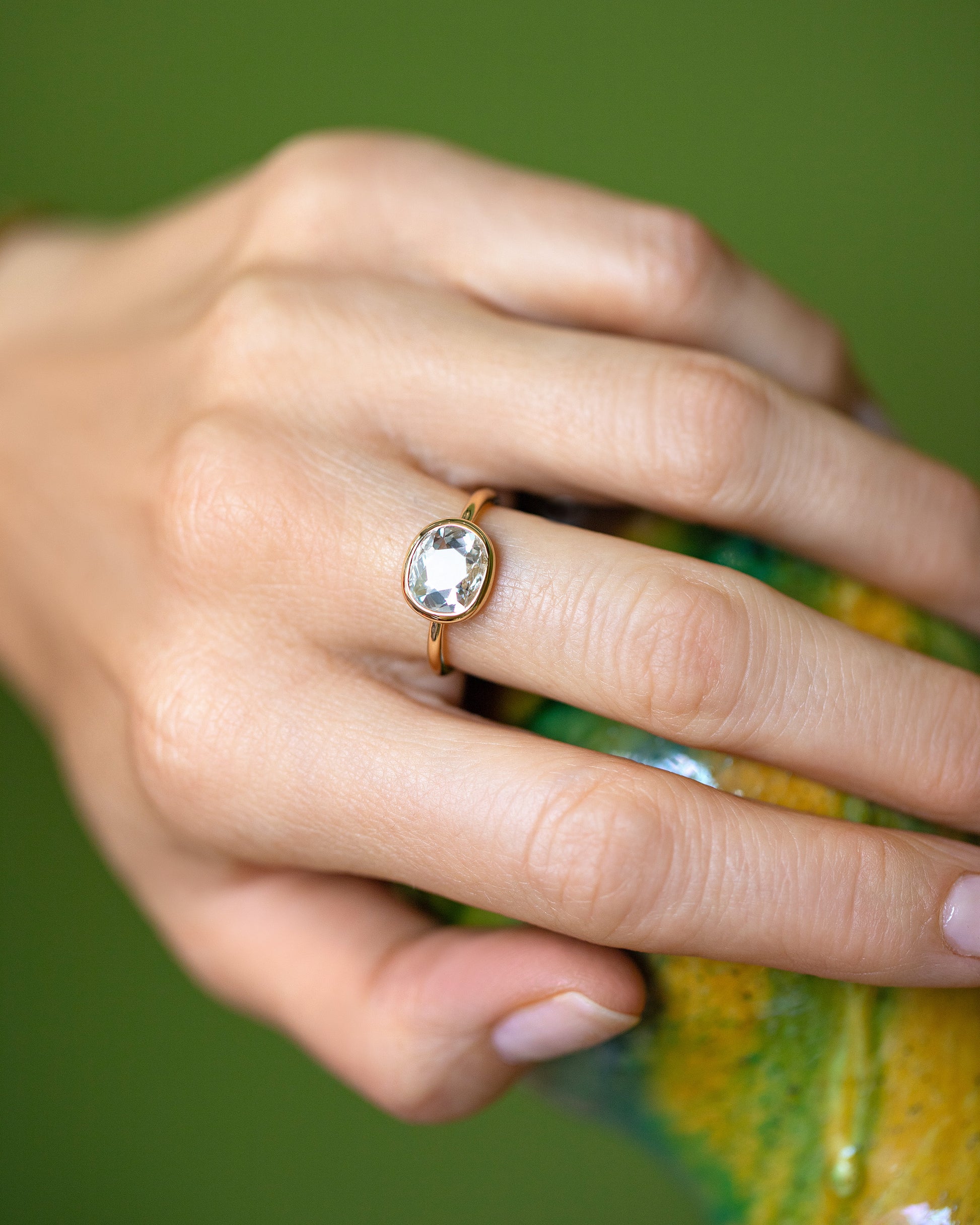 Gusher Diamond Ring 031 on model.