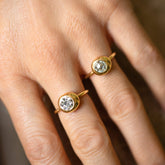 product_details::Diamond Grand Level Ring and Diamond Level Ring on model.