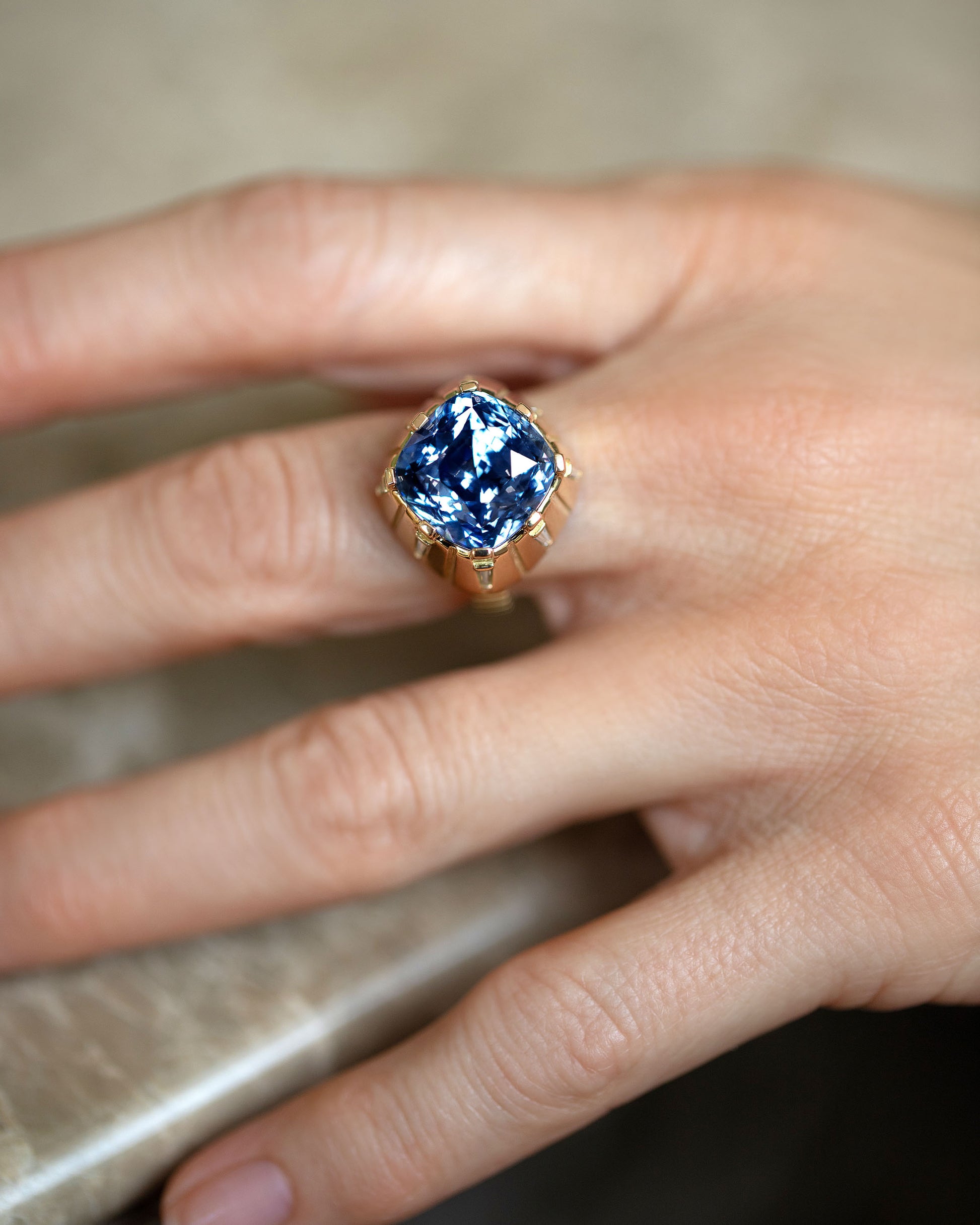 Alluim Ring on model.