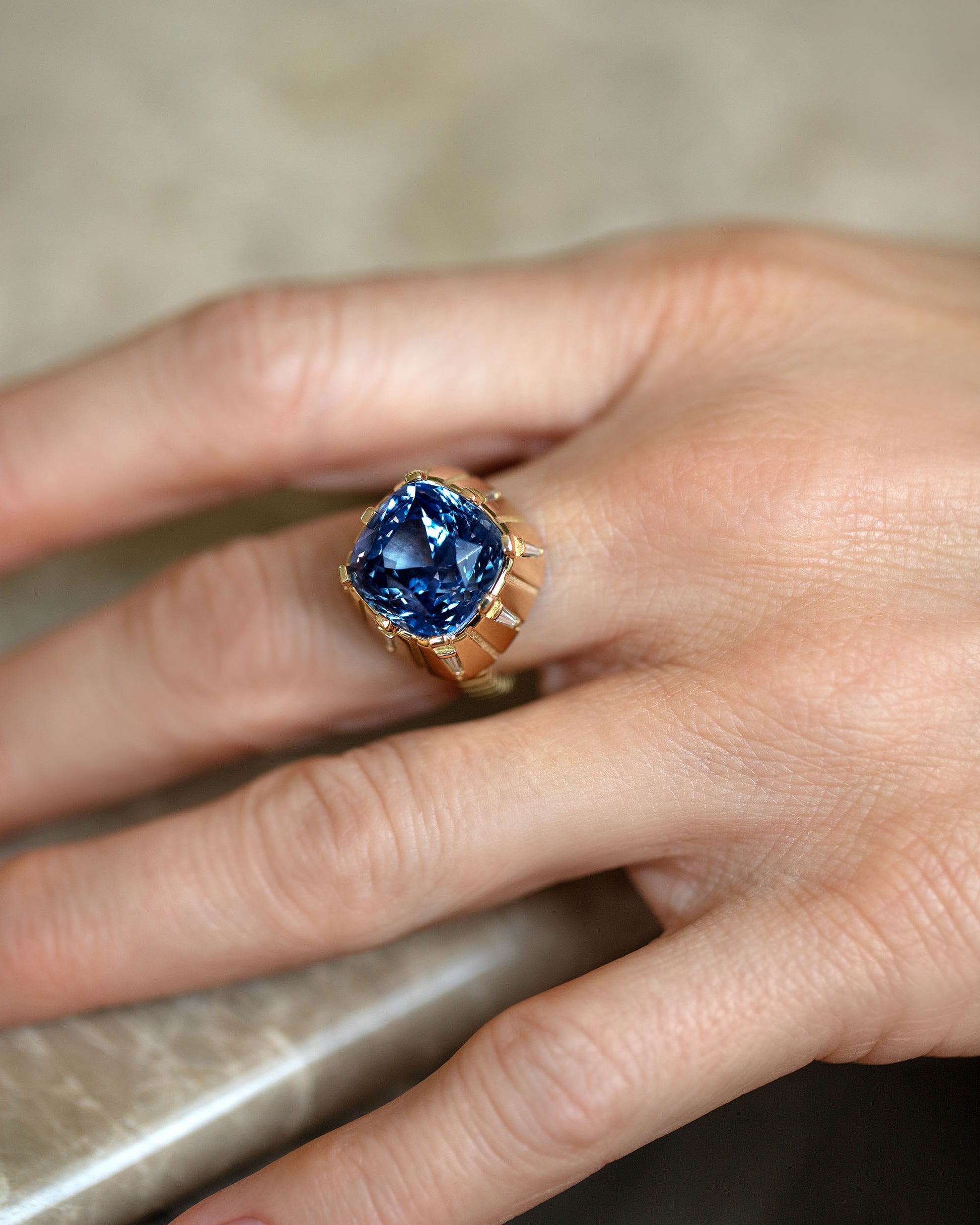 Alluim Ring on model.