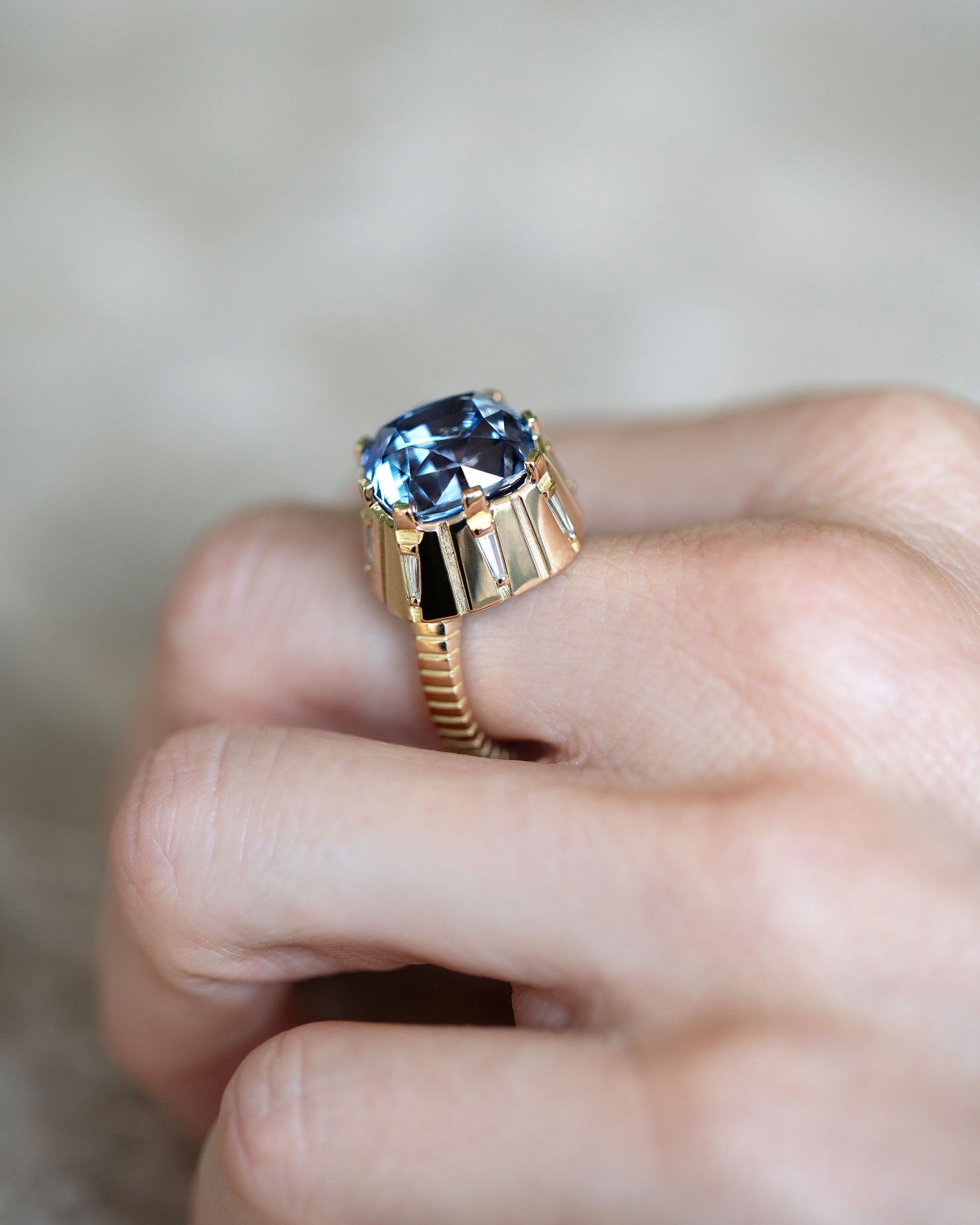 Alluim Ring on model.