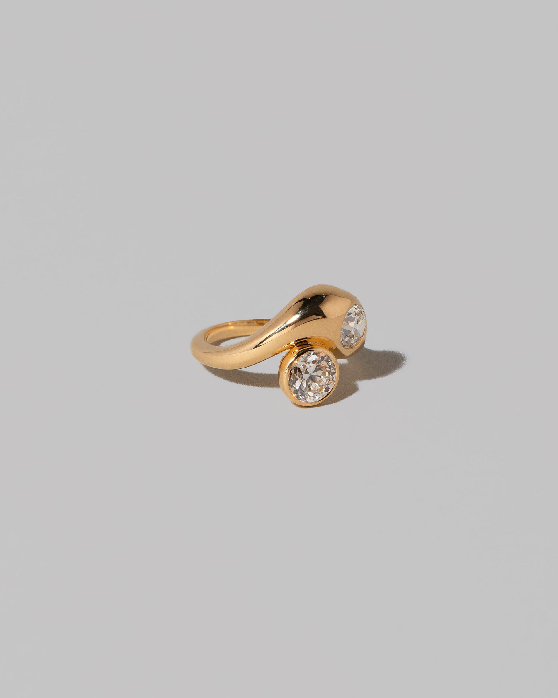 View from the side of the Diamond Two Ring on light color background.