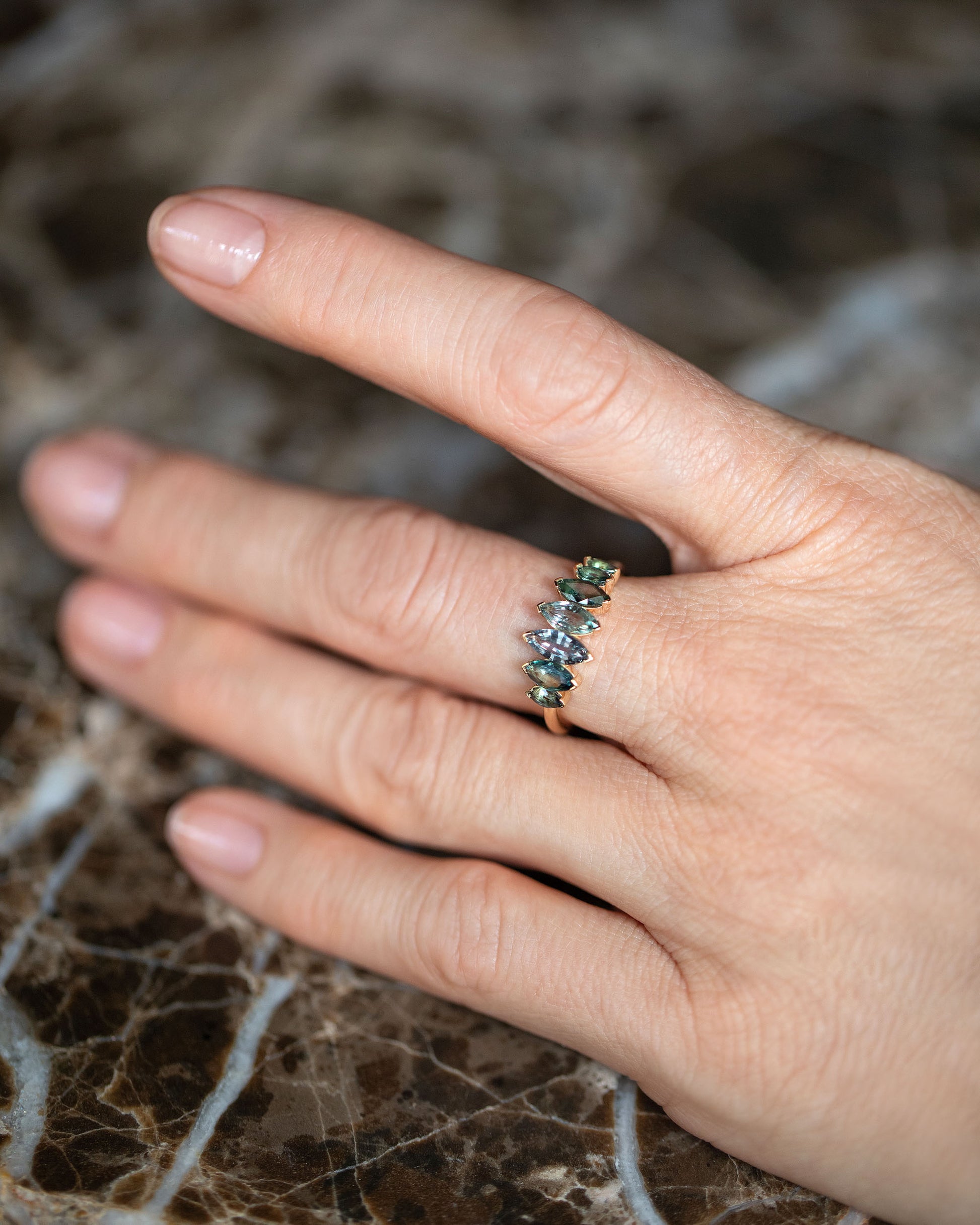 Fritillaria Ring on model.