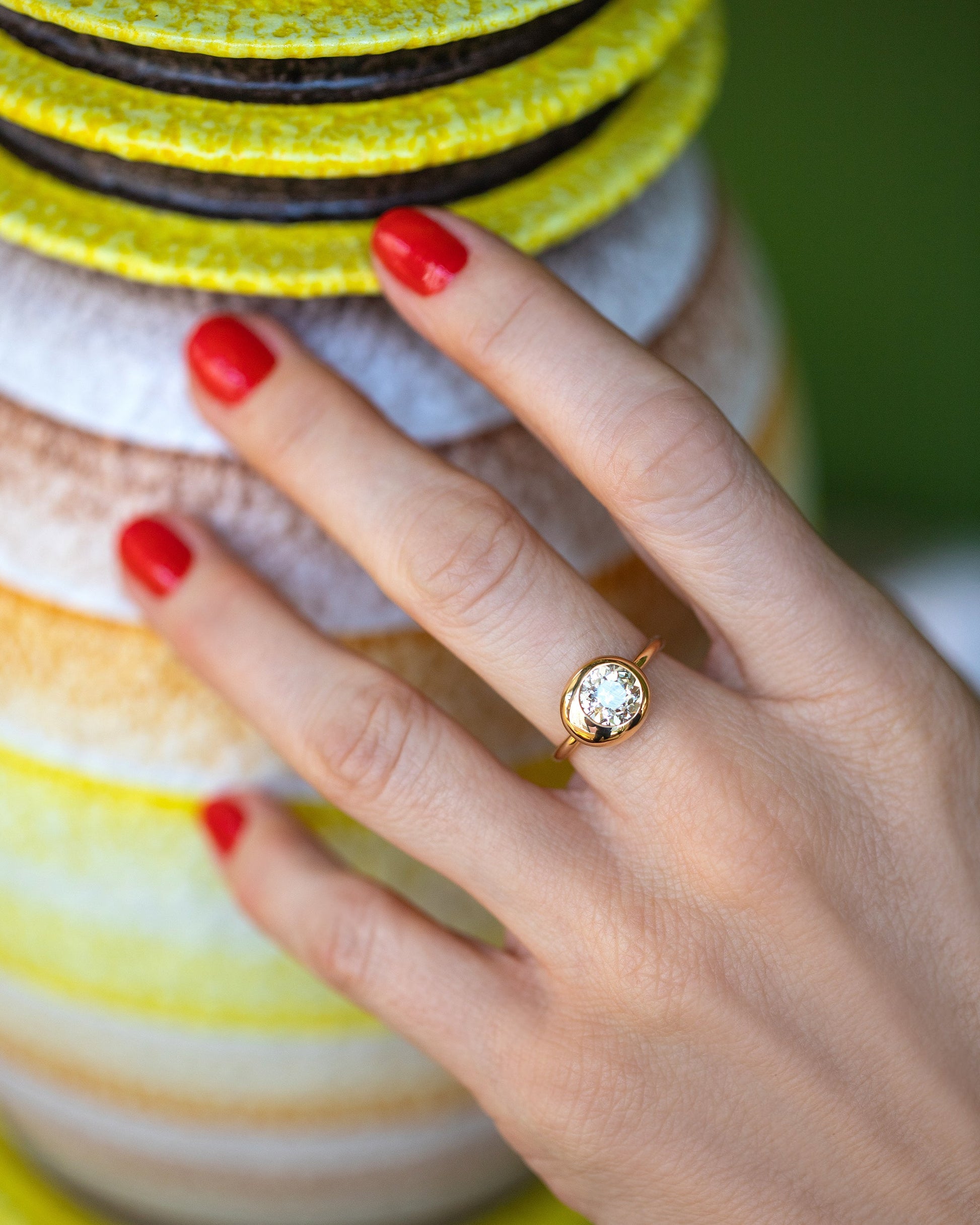 Diamond Grand Level Ring on model.